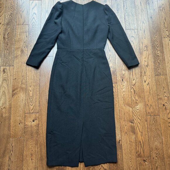 Veronica Beard Black Geoff Puff Shoulder Midi Dress Size 2 Made in USA MSRP $595 - Picture 11 of 13
